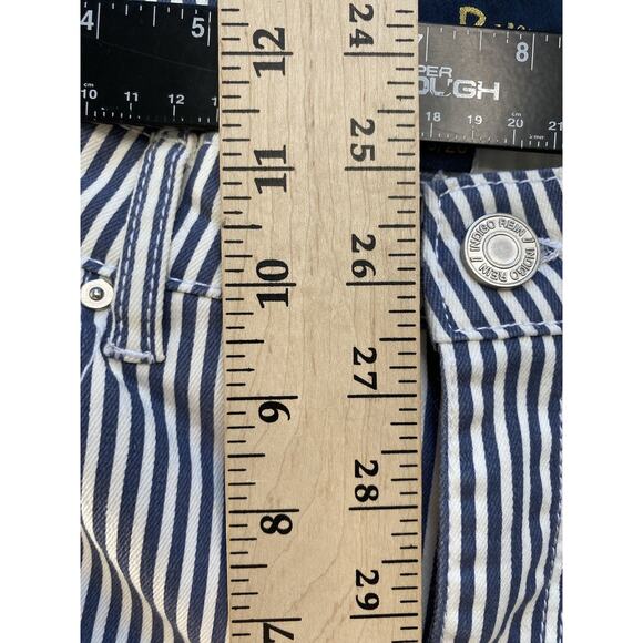 Indigo Rein Jeans Womens Size 9 Blue White Stripe Casual Flare Bell Bottom Pants - Picture 7 of 8